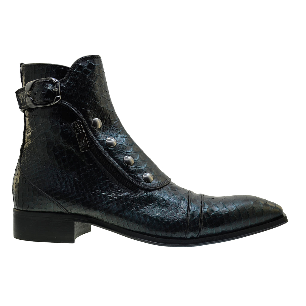 Men's Italian Boots 3206P Green Print Python Dress Ankle Boots