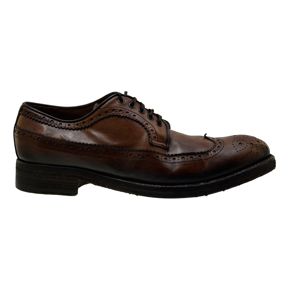 Italian Men's Shoes Jo Ghost 3290 Brown Vintage Brogues Lace-up Shoes