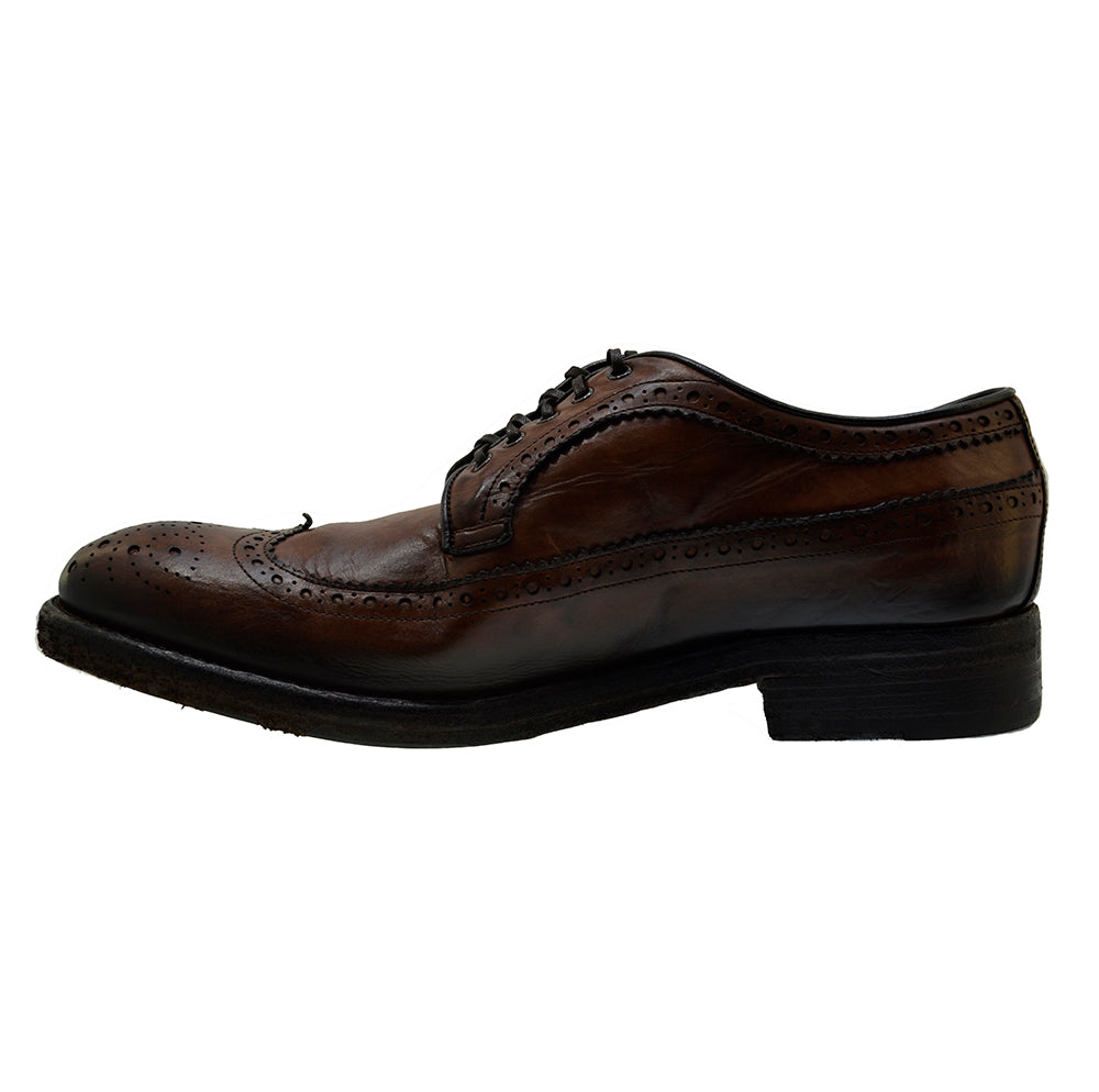 Italian Men's Shoes Jo Ghost 3290 Brown Vintage Brogues Lace-up Shoes