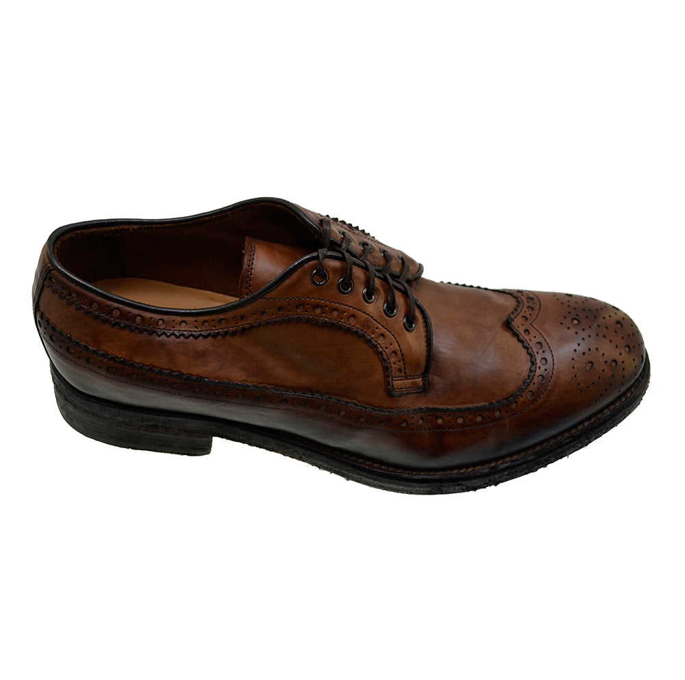 Italian Men's Shoes Jo Ghost 3290 Brown Vintage Brogues Lace-up Shoes