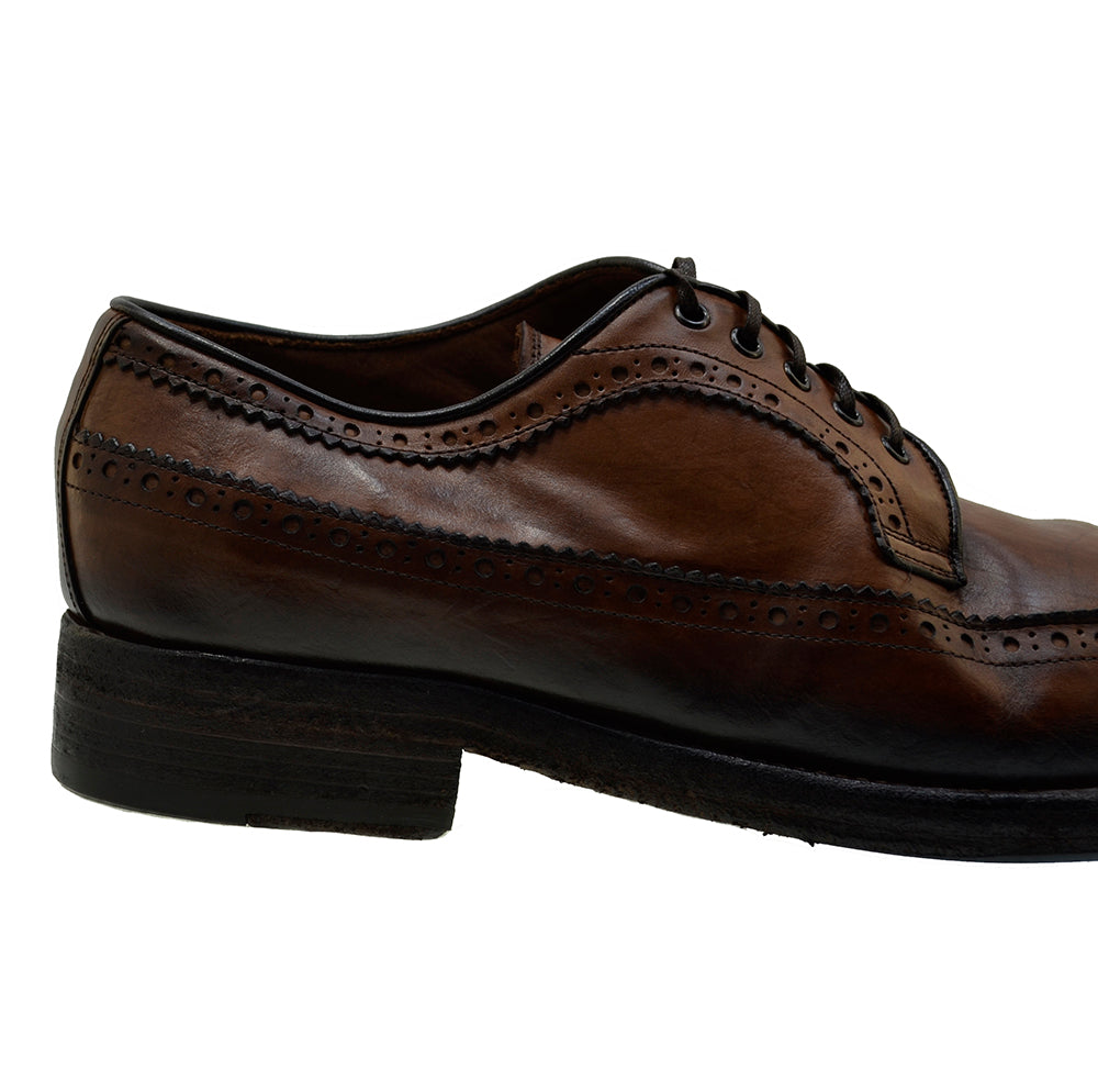 Italian Men's Shoes Jo Ghost 3290 Brown Vintage Brogues Lace-up Shoes