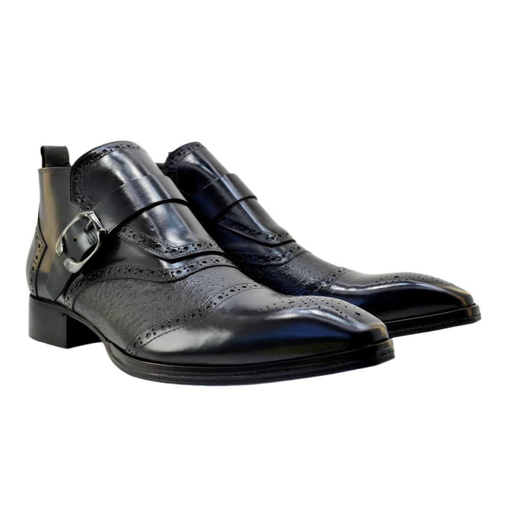 Men's Italian Boots Jo Ghost 3996N Black Leather Dress Ankle Boots