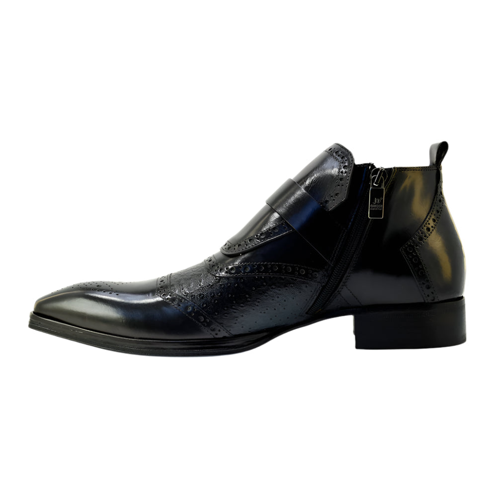 Men's Italian Boots Jo Ghost 3996N Black Leather Dress Ankle Boots