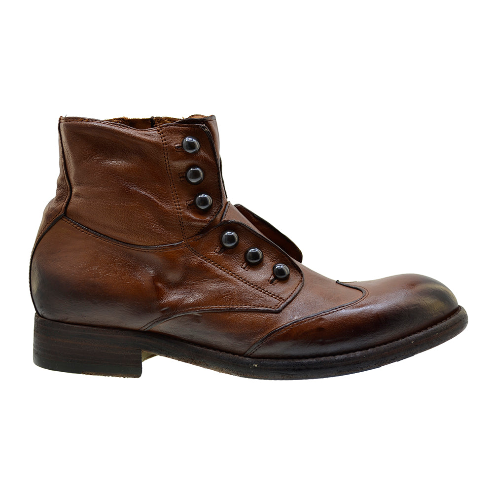 Men's Italian Shoes Jo Ghost 4807 Brown Leather Brogues Boots