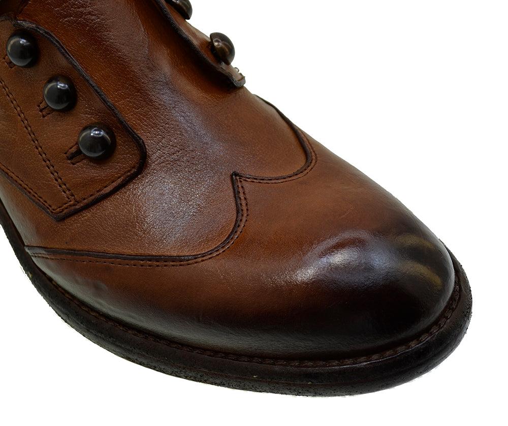 Men's Italian Shoes Jo Ghost 4807 Brown Leather Brogues Boots
