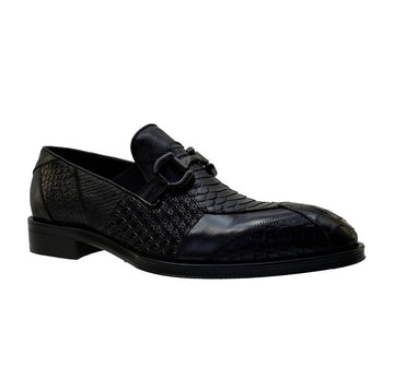 Men's Italian Shoes Jo Ghost 4994 Black Leather Dress Buckle Shoes