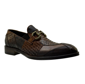 Men's Italian Shoes Jo Ghost 4994 Brown Leather Dress Buckle Shoes