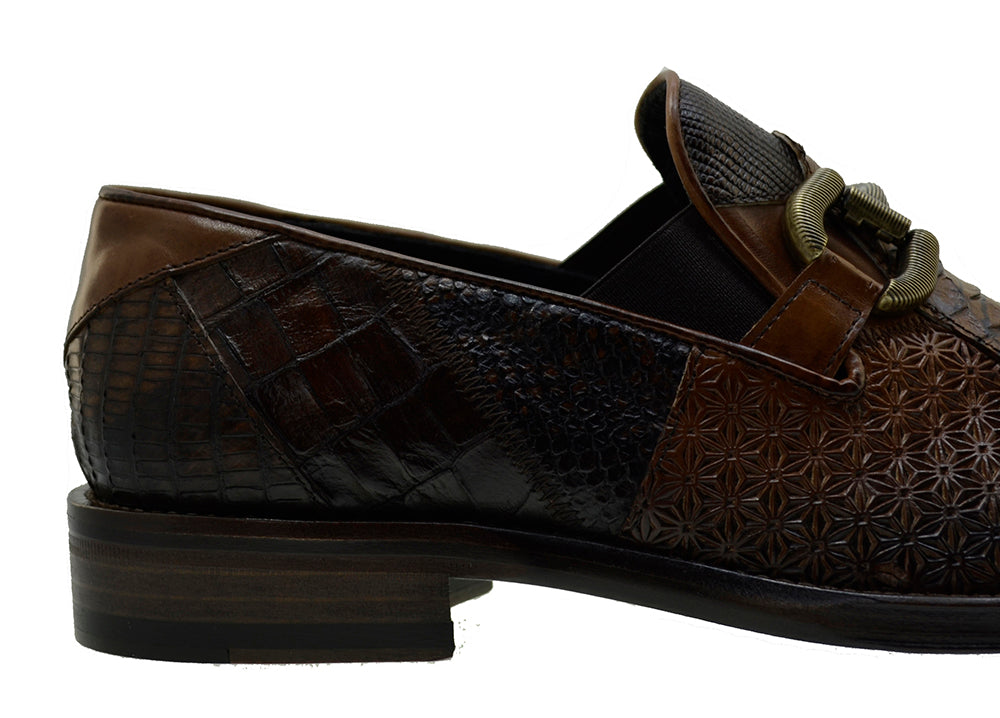 Men's Italian Shoes Jo Ghost 4994 Brown Leather Dress Buckle Shoes