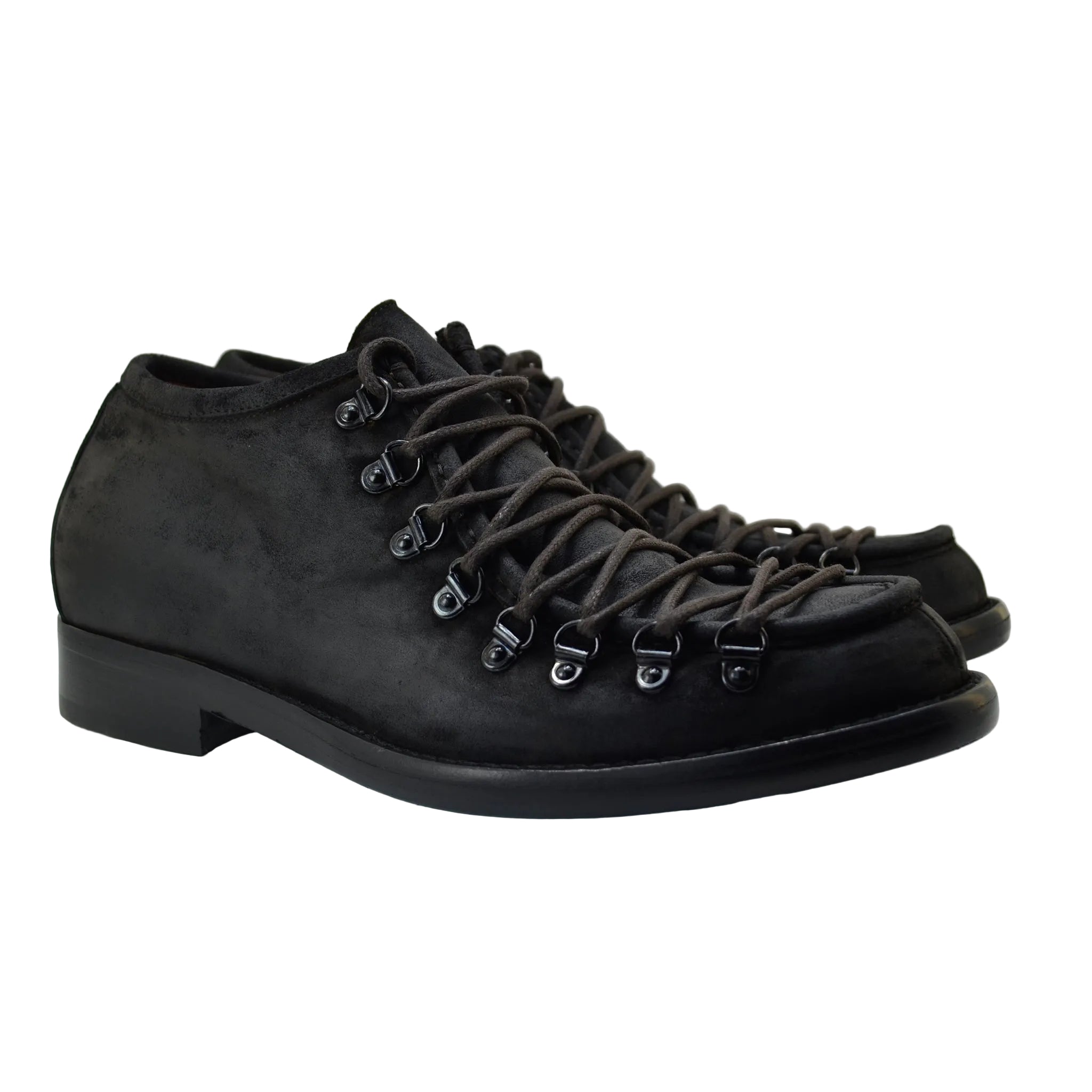 Men's Italian Shoes Jo Ghost 5380 Black Nubuck Leather Lace-up