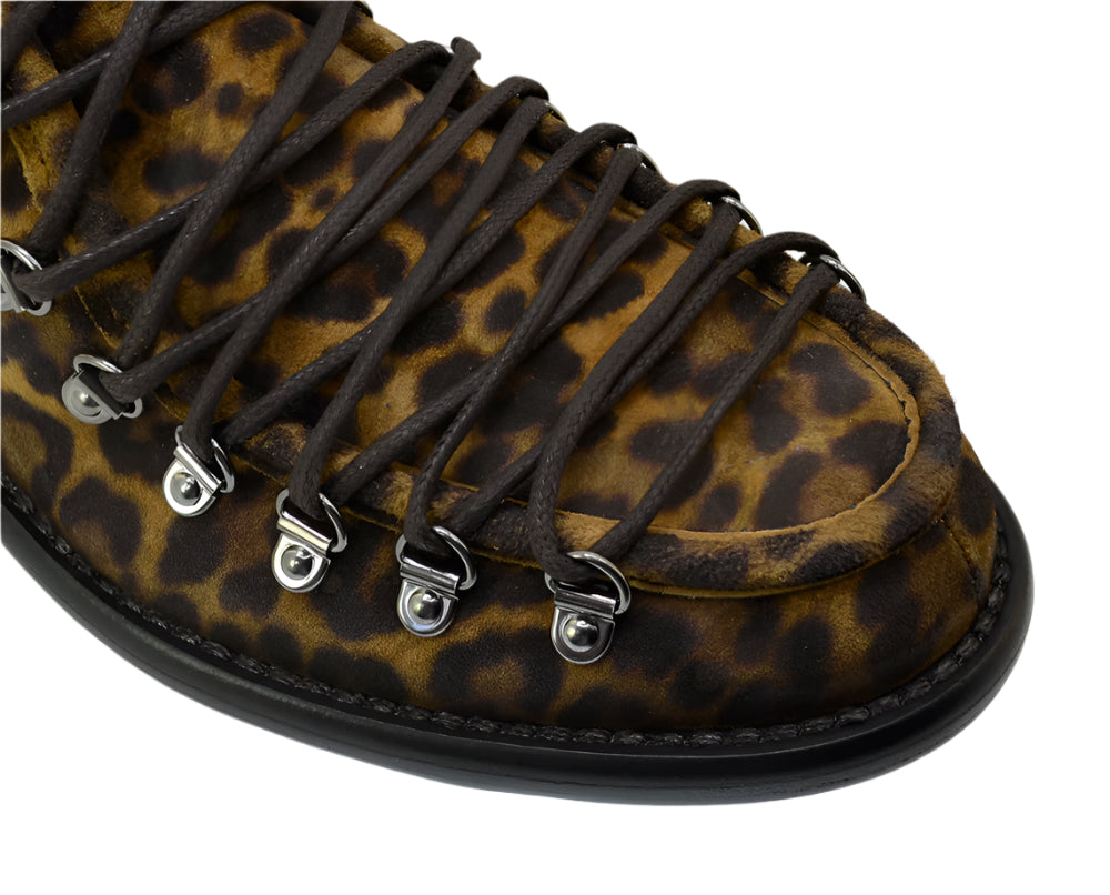 Men's Italian Shoes Jo Ghost 5380 Print Leopard Leather Lace-up shoes