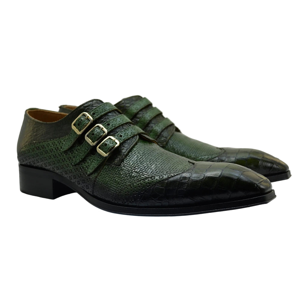 Men's Italian Shoes Jo Ghost 5393 Green Pattern Leather Dress