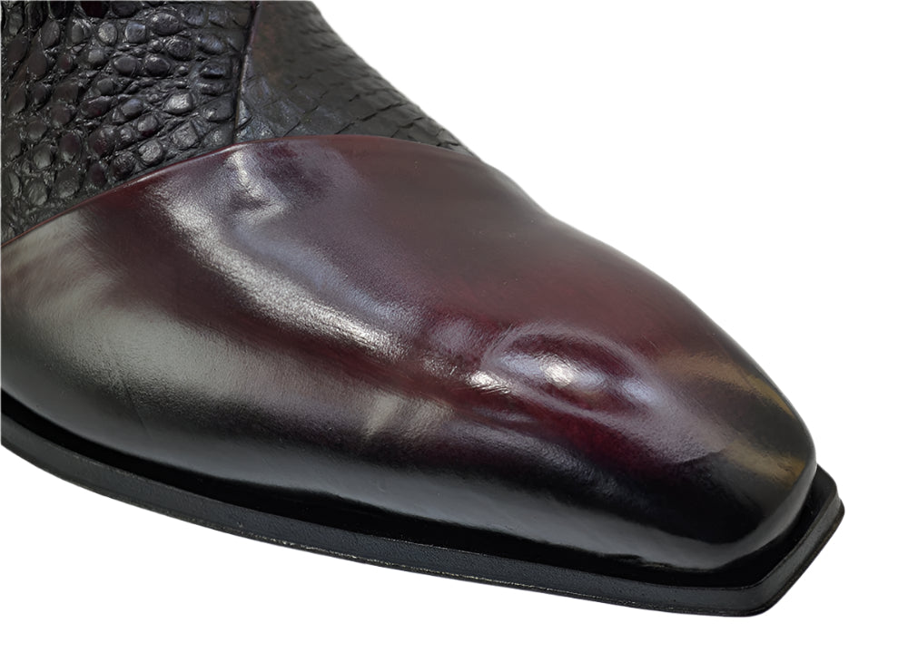 Men's Italian Boots Jo Ghost 5589 Burgundy Print Leather Dress Ankle Boots