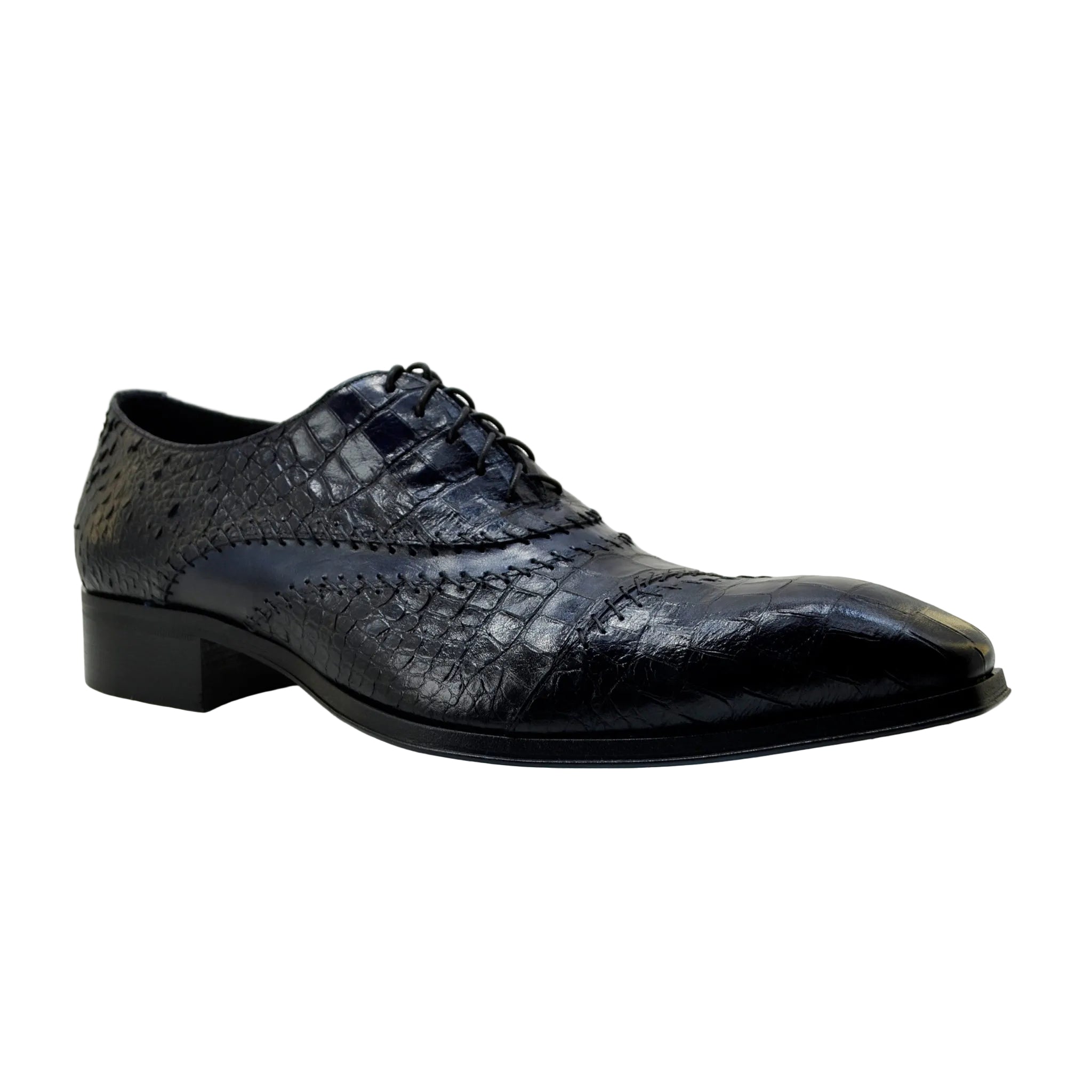 Jo Ghost Mens Shoes Black Croc Zipper Size 46/US 12-12.5 Leather Made In Italy Jo Ghost 4991 Black Texture Print Calf-Skin Leather Multi  main image 4