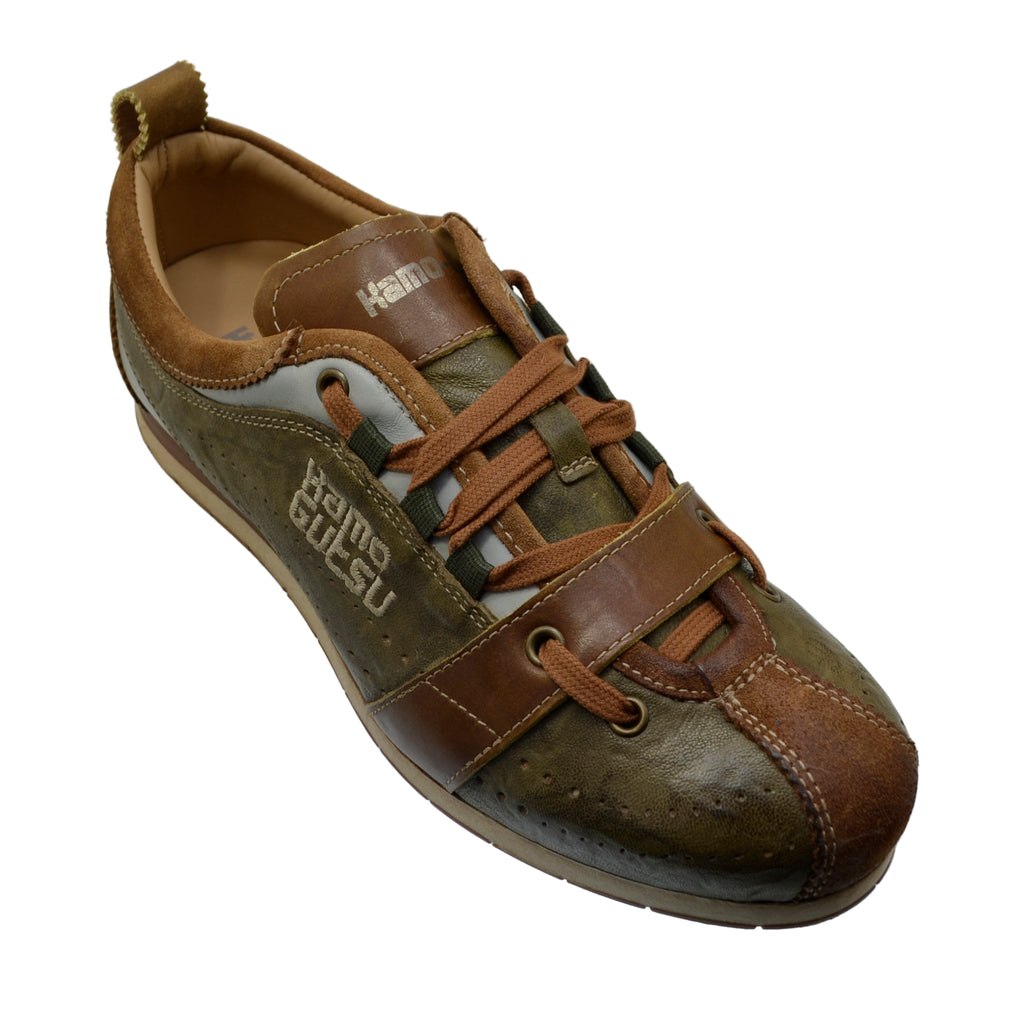 Men's Sneaker Kamo-Gutsu Tifo-017 Khaki Vintage Leather Sneaker