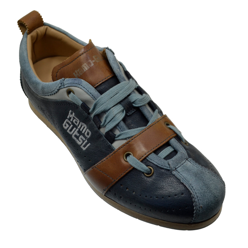 Men's Sneaker Kamo-Gutsu Tifo-017 Ice-Navy Blue Leather Sneaker