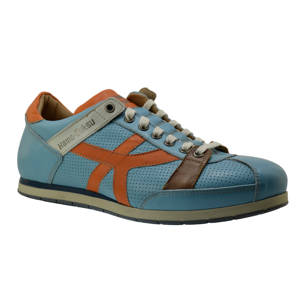 Men's Sneaker Kamo-Gutsu Tifo-044 Cielo-Arancio Leather Sneaker