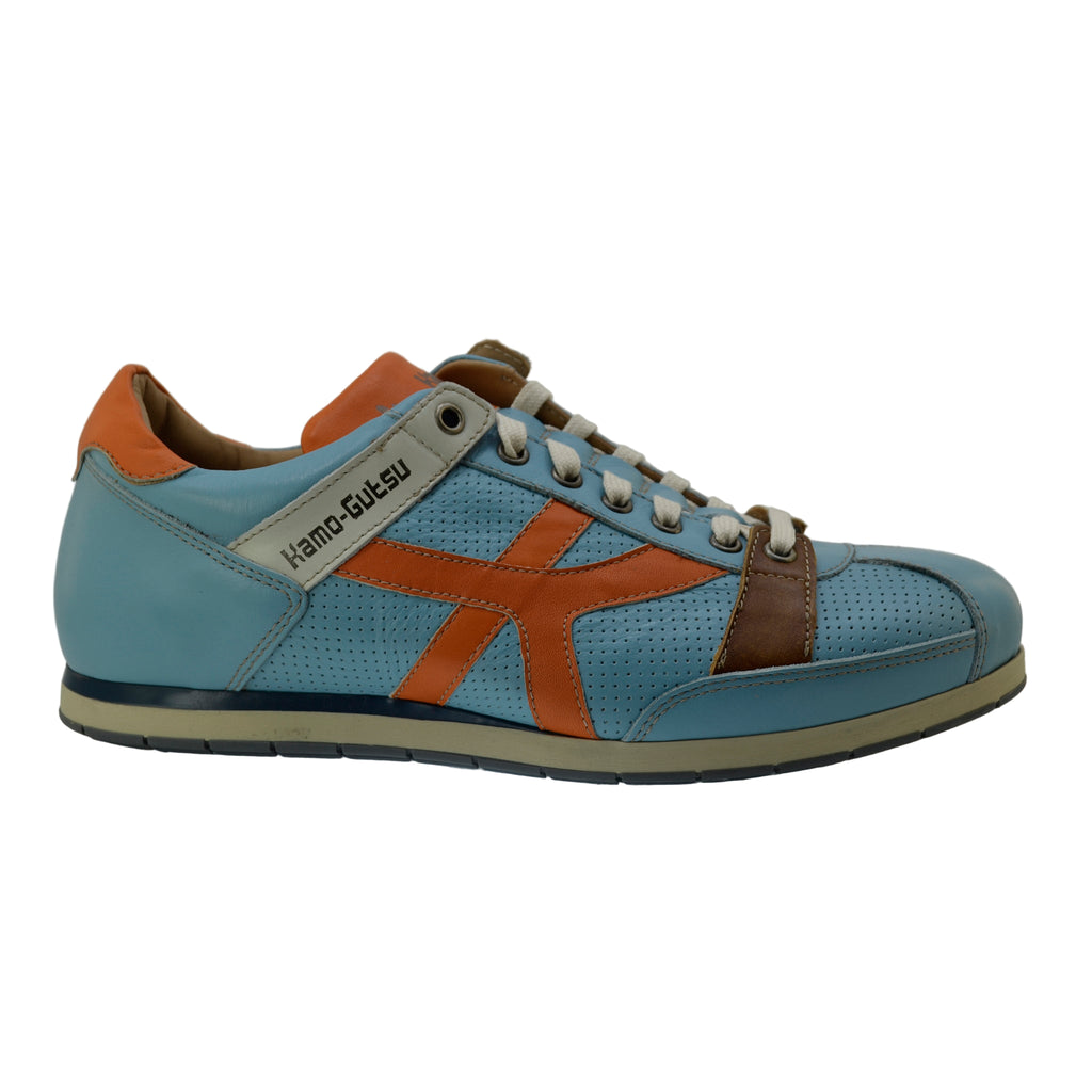 Men's Sneaker Kamo-Gutsu Tifo-044 Cielo-Arancio Leather Sneaker