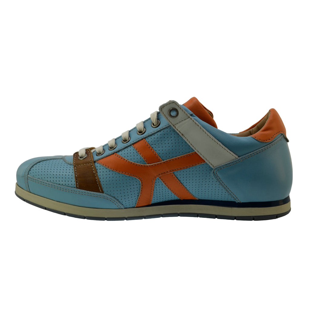 Men's Sneaker Kamo-Gutsu Tifo-044 Cielo-Arancio Leather Sneaker