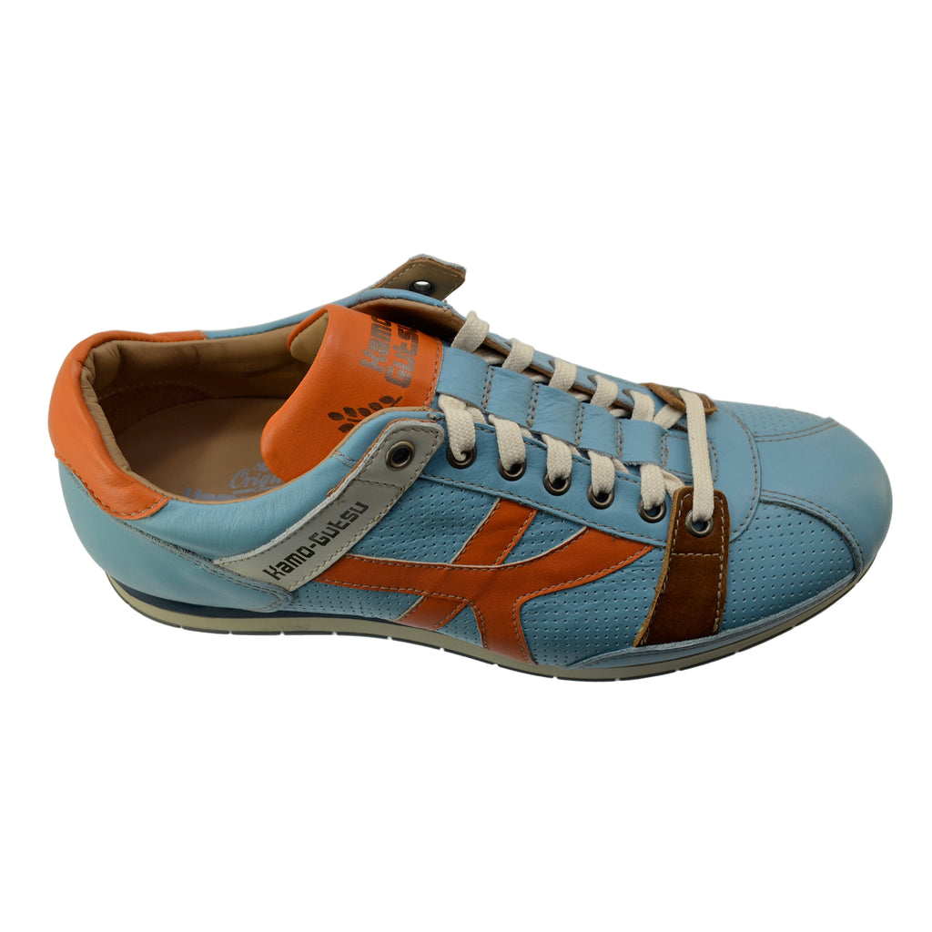 Men's Sneaker Kamo-Gutsu Tifo-044 Cielo-Arancio Leather Sneaker