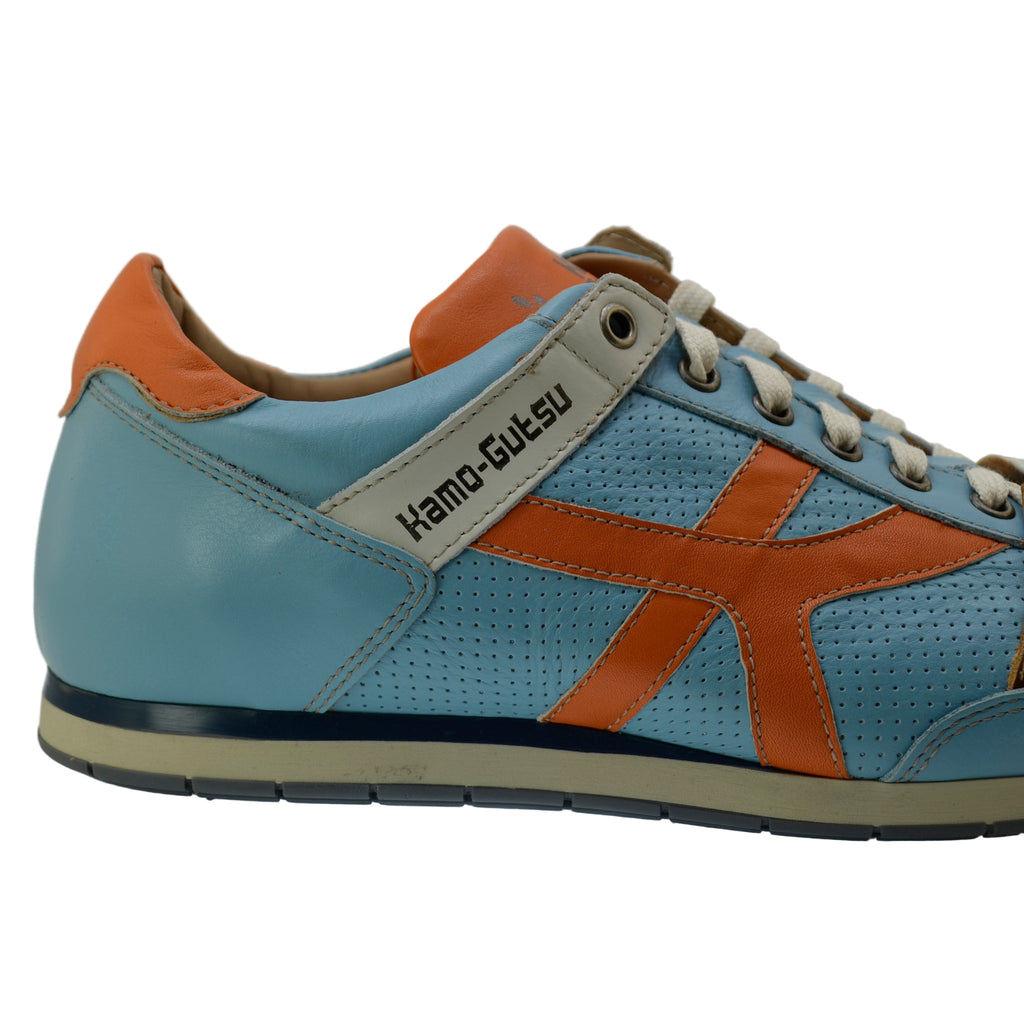 Men's Sneaker Kamo-Gutsu Tifo-044 Cielo-Arancio Leather Sneaker