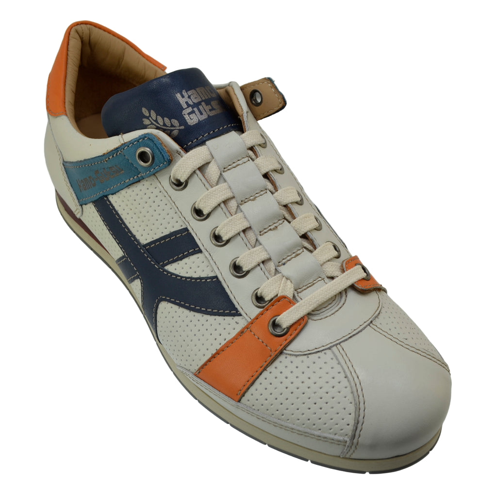 Men's Sneaker Kamo-Gutsu Tifo-044 Bianco-Denim Leather Sneaker