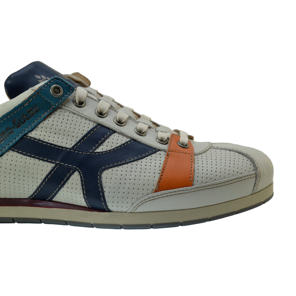 Men's Sneaker Kamo-Gutsu Tifo-044 Bianco-Denim Leather Sneaker