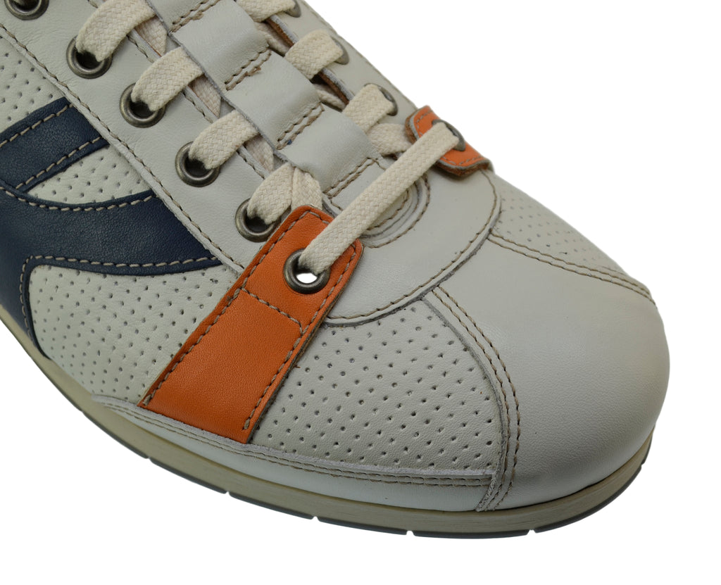 Men's Sneaker Kamo-Gutsu Tifo-044 Bianco-Denim Leather Sneaker