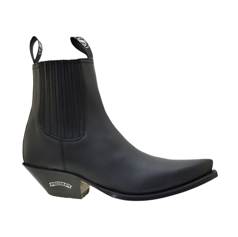 Men's Cowboy Boots Sendra 1692 Black Leather Ibiza Heel