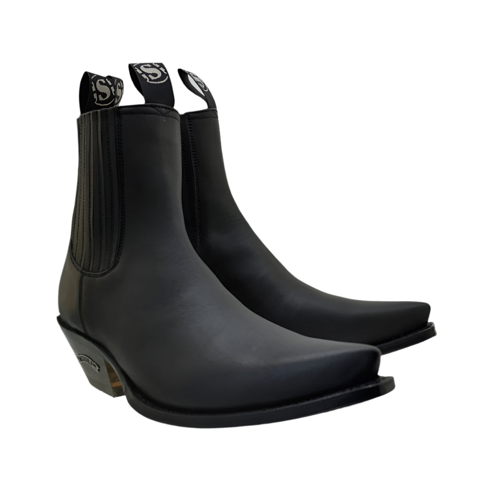 Men's Cowboy Boots Sendra 1692 Black Leather Ibiza Heel