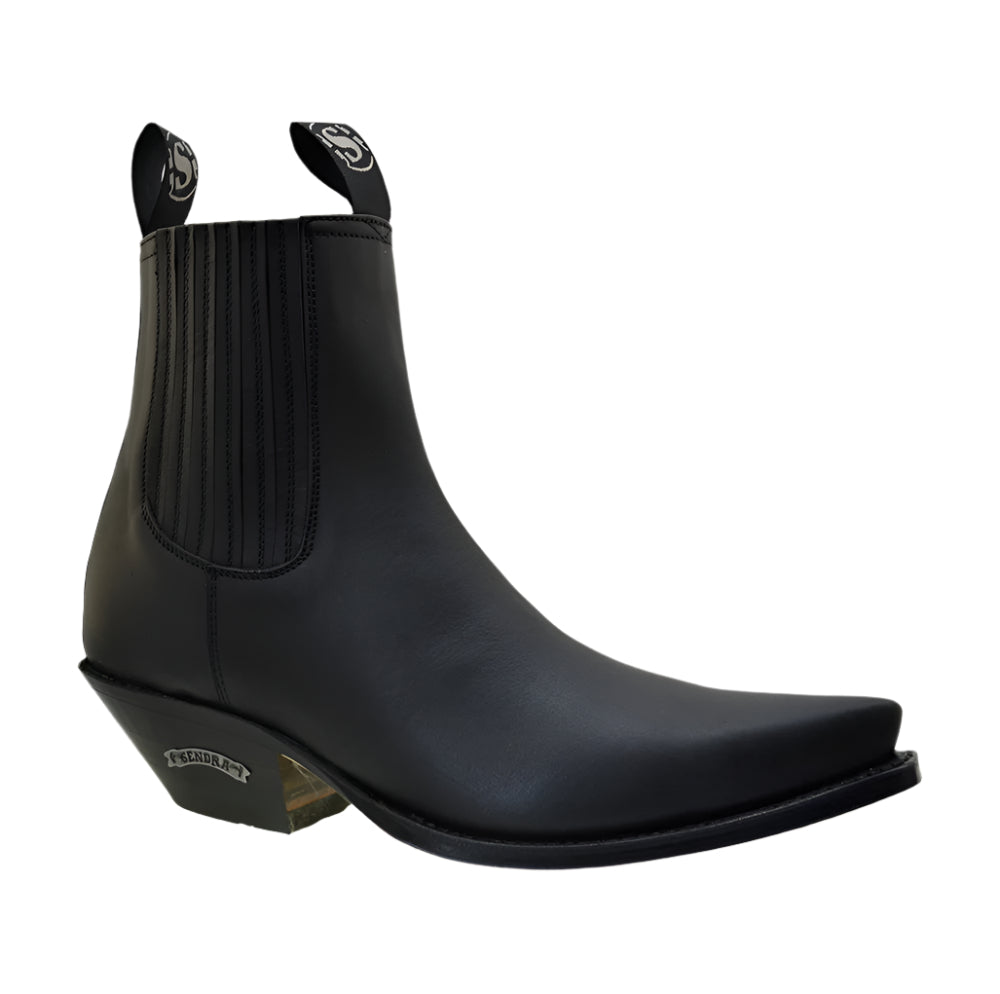 Men's Cowboy Boots Sendra 1692 Black Leather Ibiza Heel