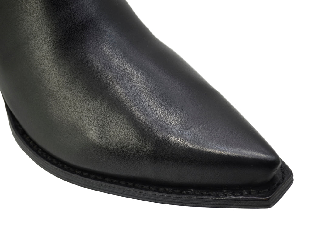 Men's Cowboy Boots Sendra 1692 West Black Leather Cuban Heel Pull up Ankle Boots