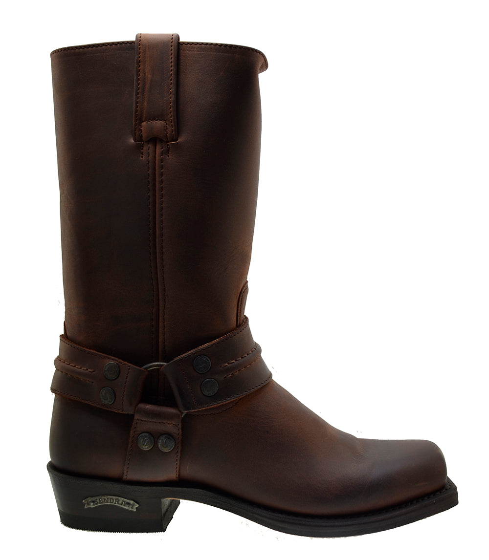 Women's Biker Boots Sendra 2380 Harness Brown Leather Cuban Heel