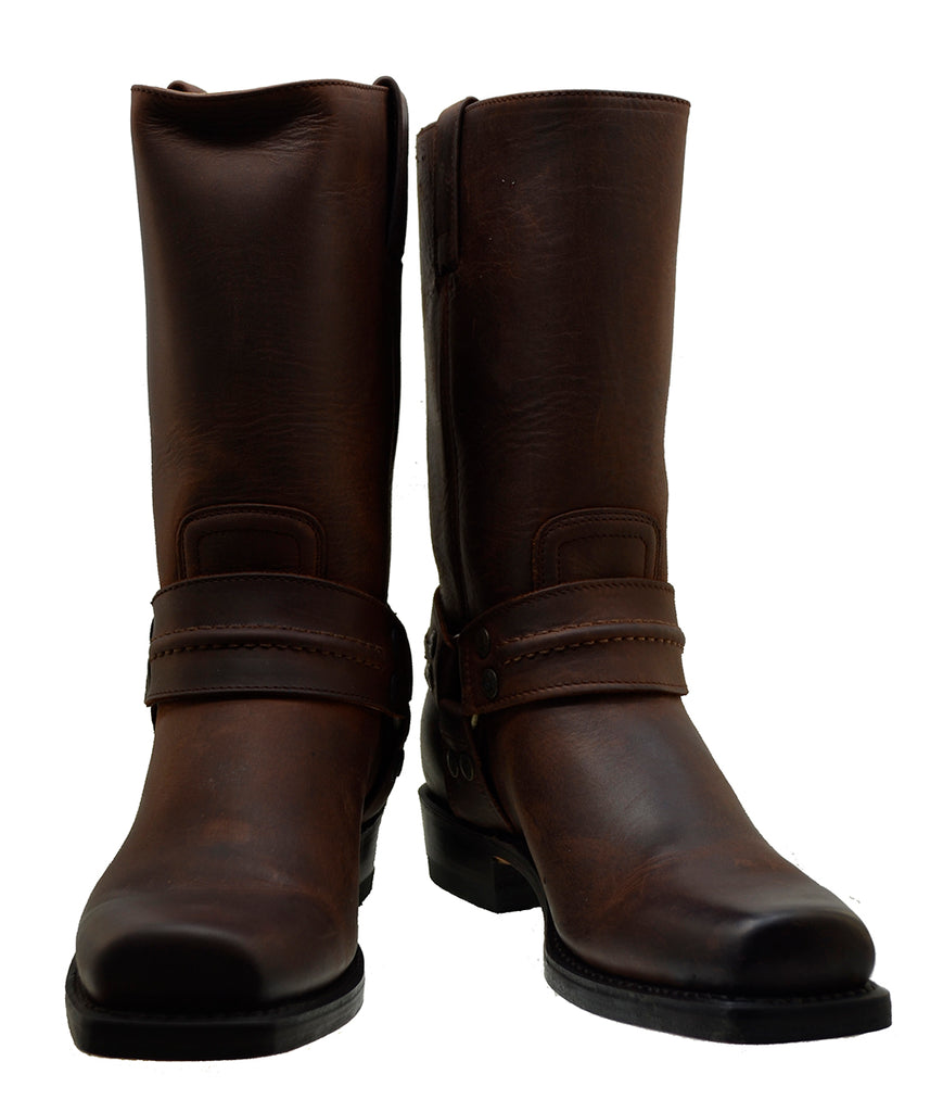 Women's Biker Boots Sendra 2380 Harness Brown Leather Cuban Heel
