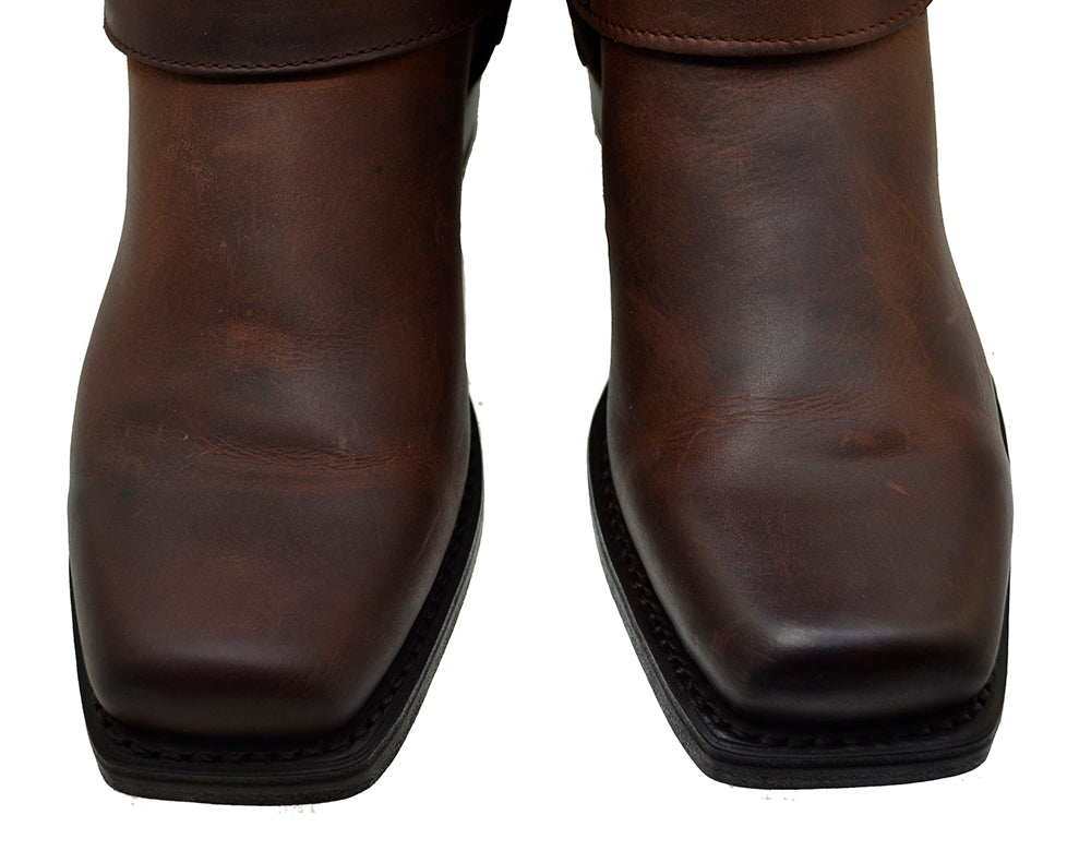 Sendra 2380 Crazyhorse Leather Cuban Heel Square Toe Harness Mid Calf Biker Boots