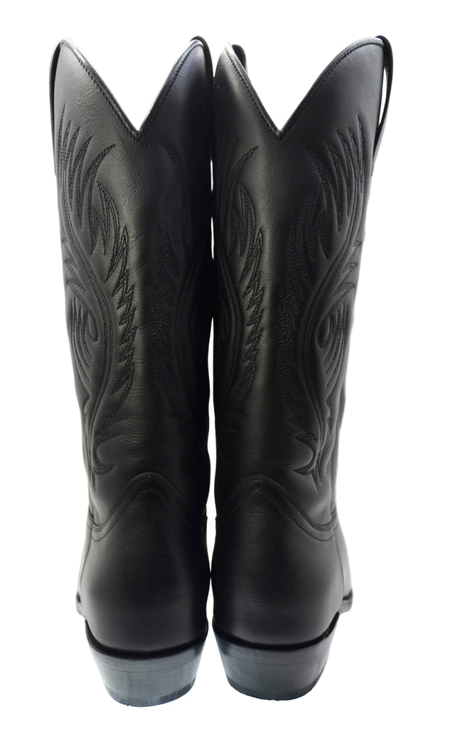 Men's Cowboy Boots Sendra 2605 Black Leather Cuban Heel Classic Cowboy Boots