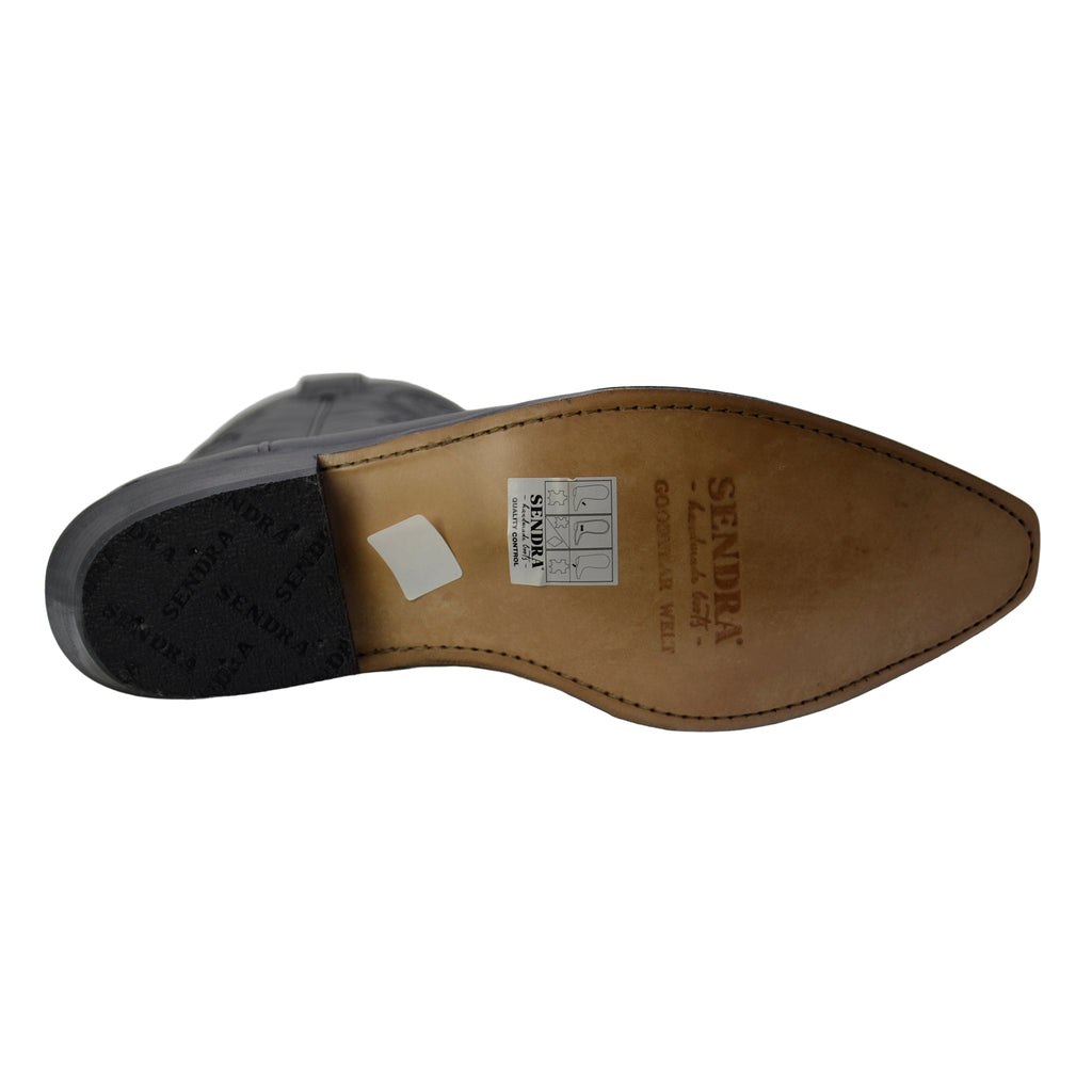 Men's Cowboy Boots Sendra 2605 Black Leather Cuban Heel Classic Cowboy Boots