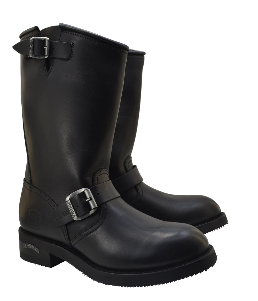 Sendra 2944 Black Leather Mid-calf Biker Boot