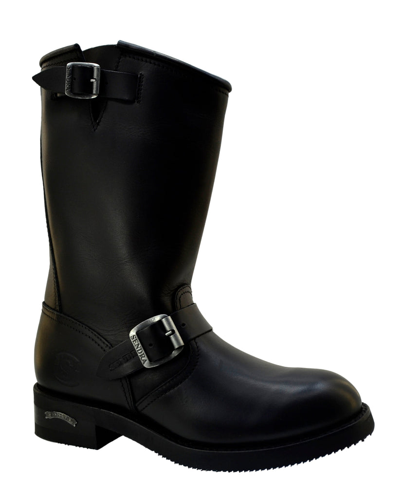 Sendra 2944 Black Leather Mid-calf Biker Boot