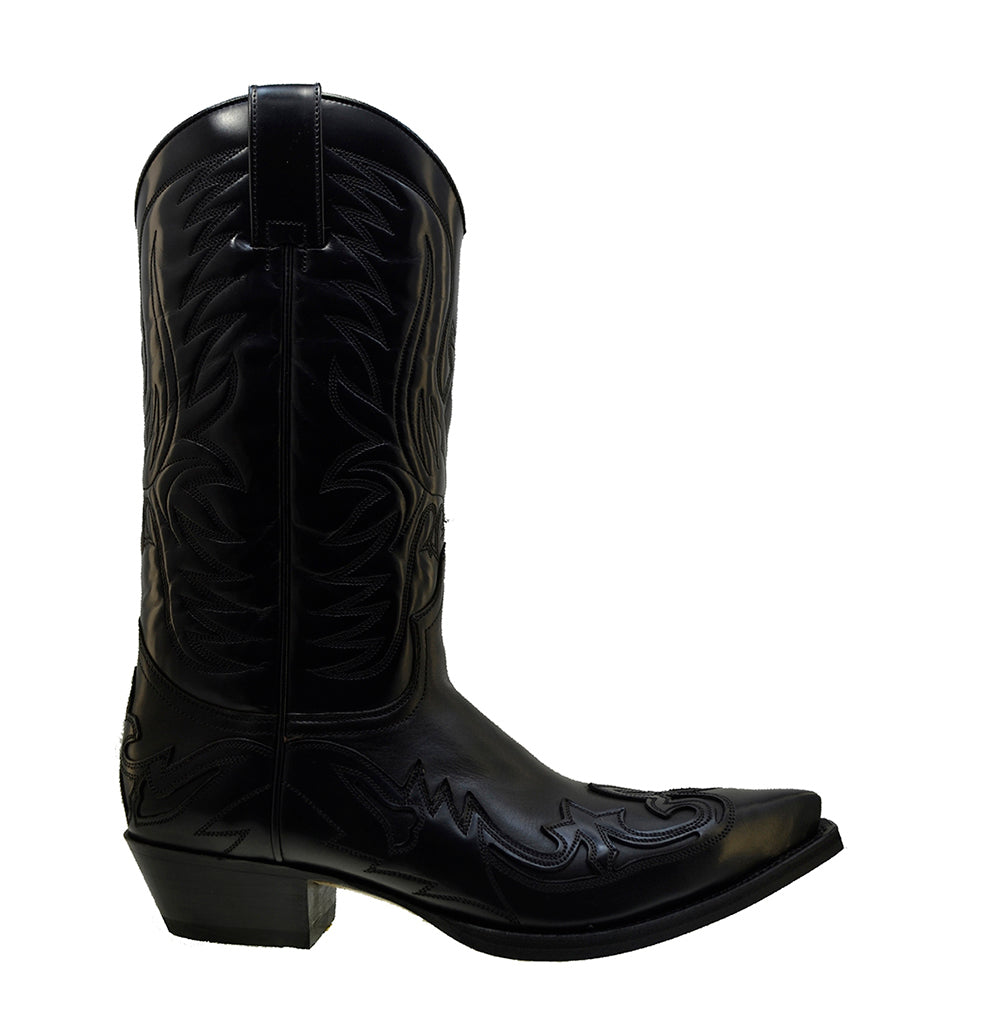 Men's Cowboy Boots Sendra 3241 Black Leather West Heel