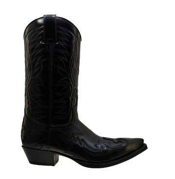 Men's Cowboy Boots Sendra 3241 Black Leather West Heel