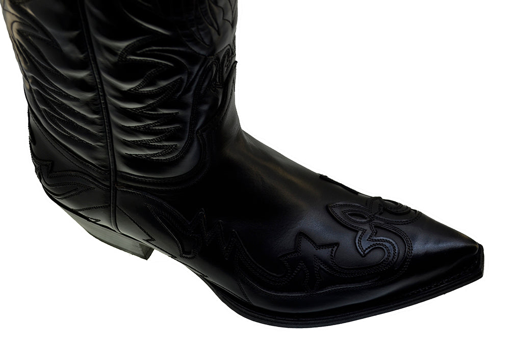 Men's Cowboy Boots Sendra 3241 Black Leather West Heel
