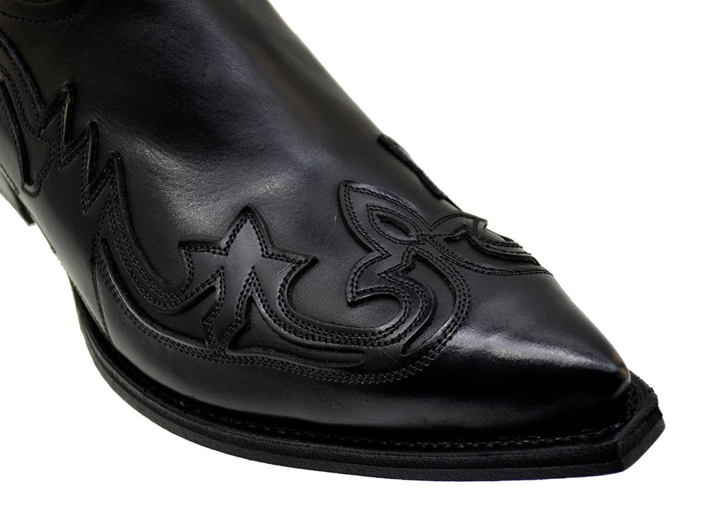 Men's Cowboy Boots Sendra 3241 Black Leather West Heel