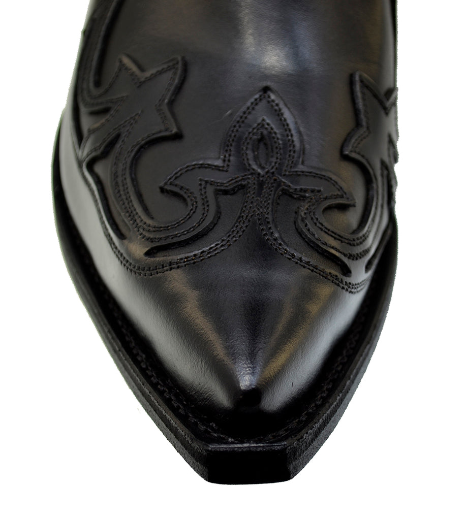 Men's Cowboy Boots Sendra 3241 Black Leather West Heel