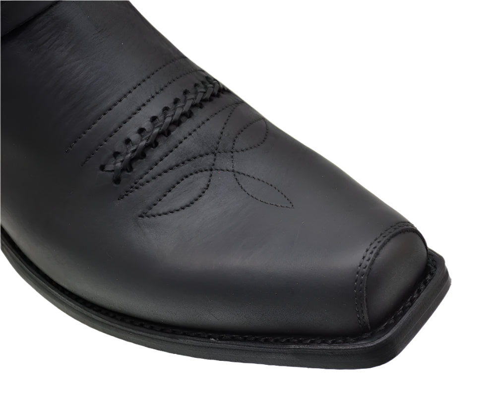 Men's Biker Boots Sendra 3434 Harness Black Leather Cuban Heel