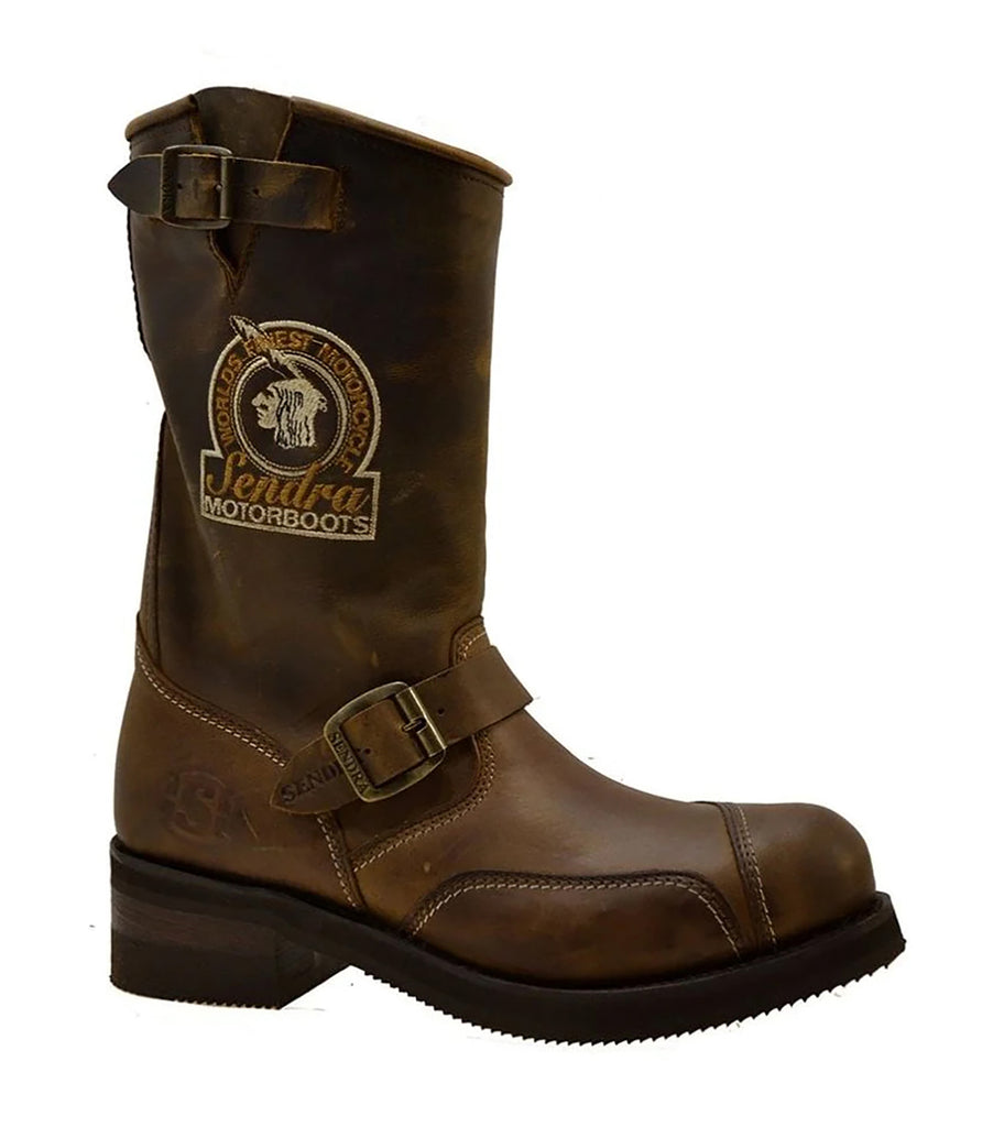 Men's Biker Boots Sendra 3565 Brown Leather Steel Toe Cap Boots