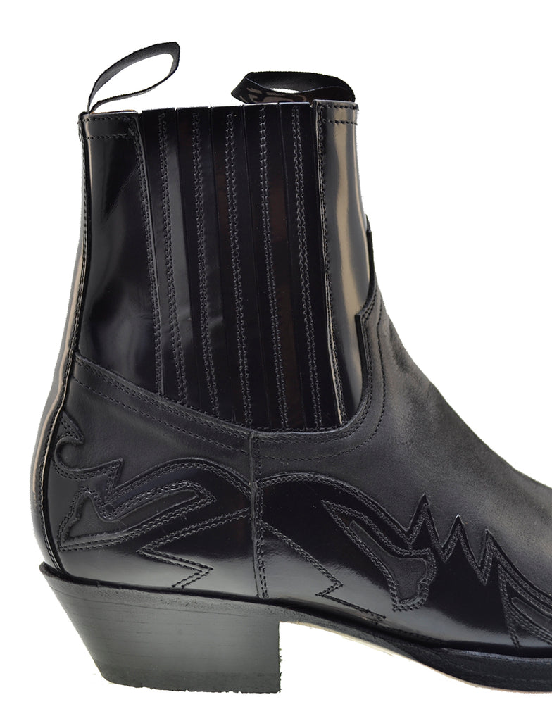 Sendra 4660 Black Leather Women Ankle Cowboy Boots