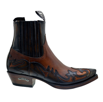 Sendra 4660 Brown Leather Women Ankle Cowboy Boots