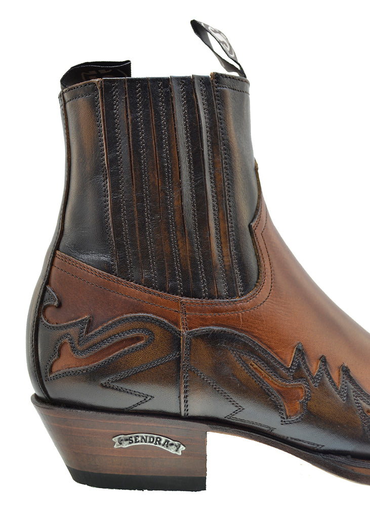 Sendra 4660 Brown Leather Women Ankle Cowboy Boots