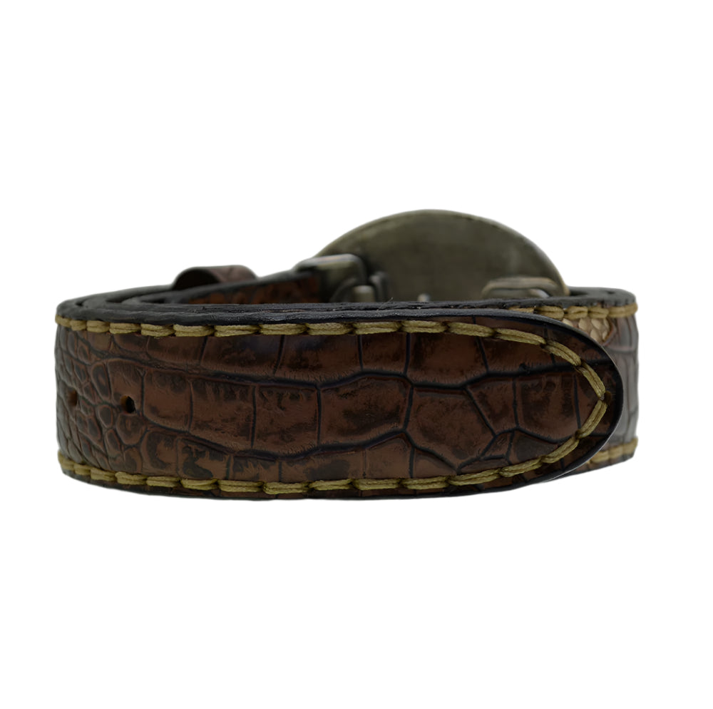 Men's Belt Sendra 512 Print Crocodile Brown Leather Natural Python Skin Toro Buckle