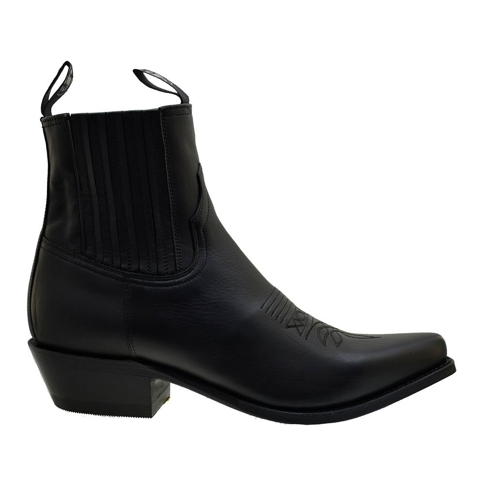 Men's Cowboy Boots Sendra 6479 Black Leather Cuban Heel